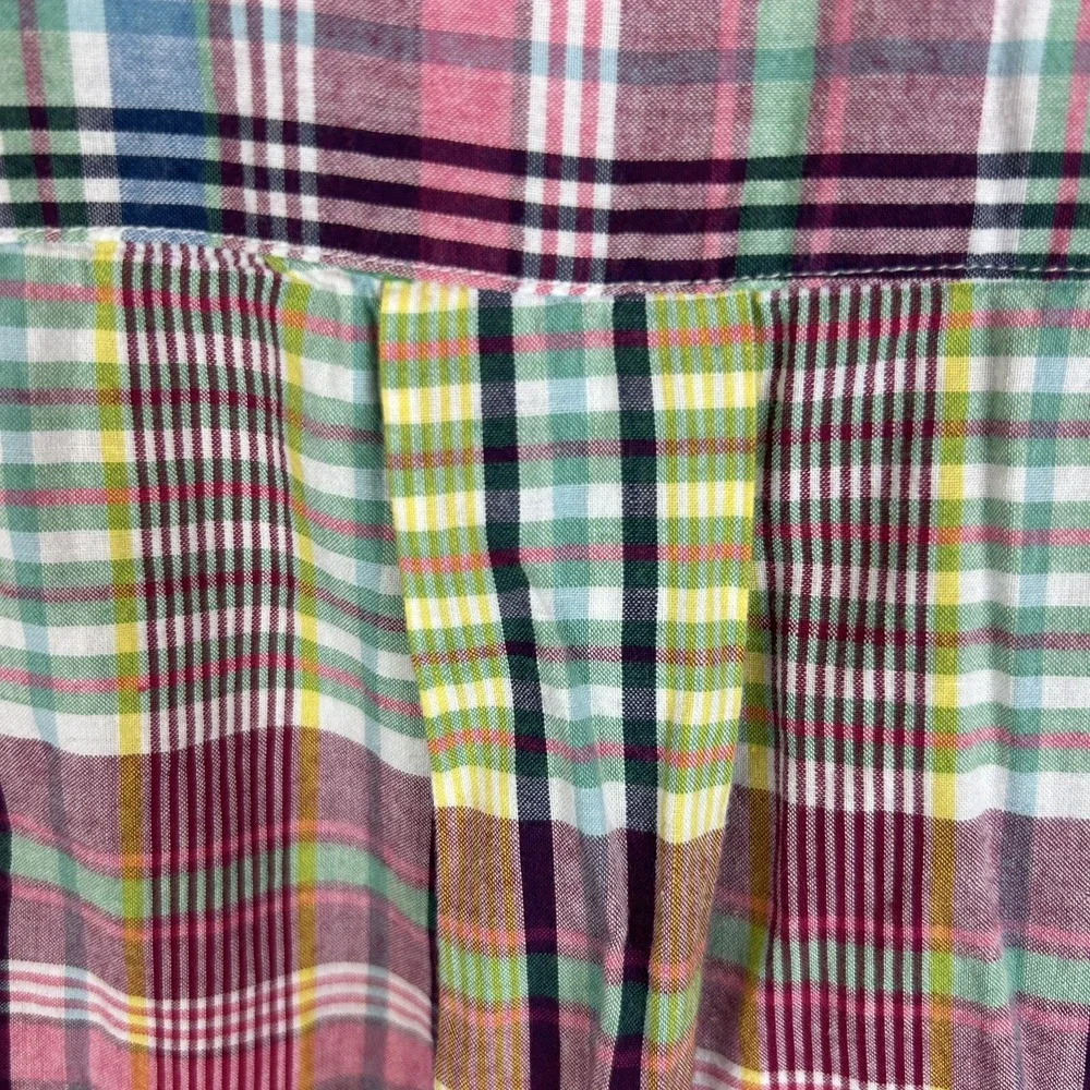 Ralph Lauren Shirt Boys L Madras Plaid Button Down Preppy Cotton Shirt Sleeve